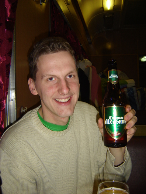 Ik met één van de Russiche biertjes